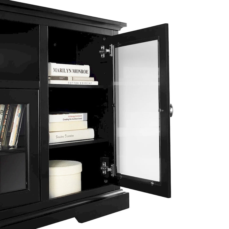 70-Inch-Hochschrank-TV-Ständer mit Glastüren und Kabelmanagement
