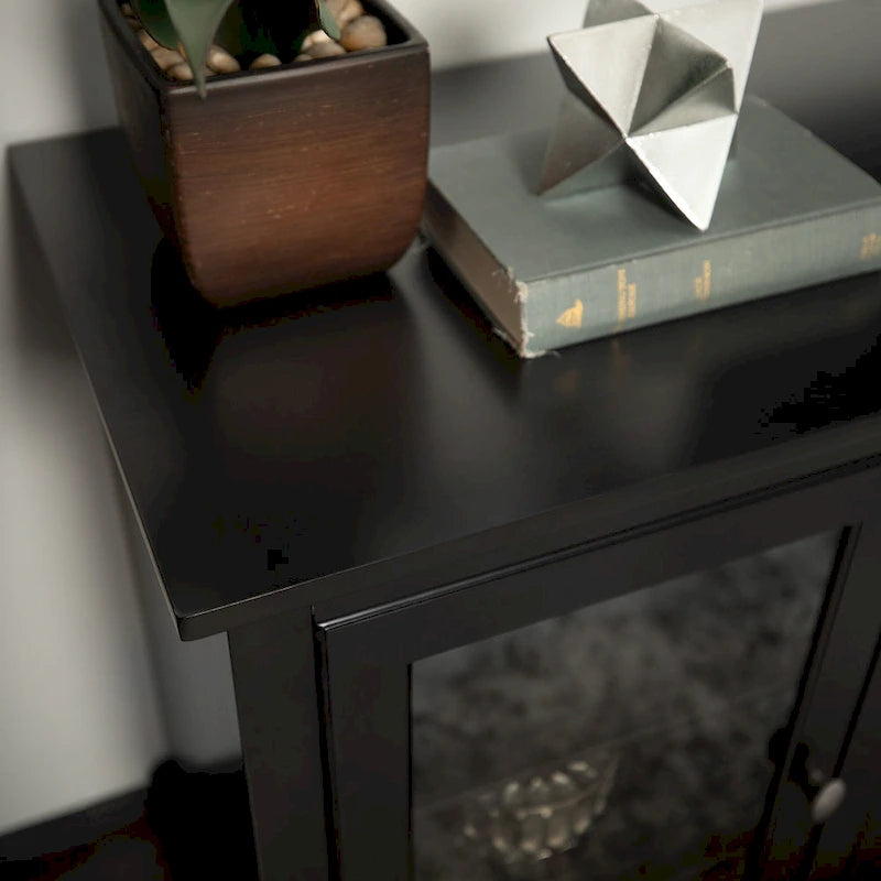70-Inch-Hochschrank-TV-Ständer mit Glastüren und Kabelmanagement