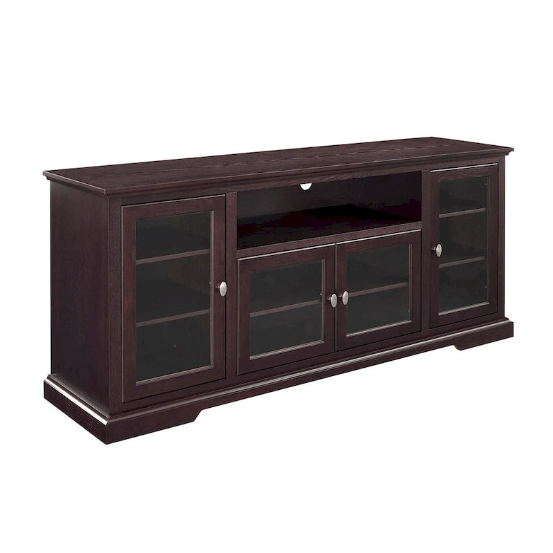 70-Inch-Hochschrank-TV-Ständer mit Glastüren und Kabelmanagement