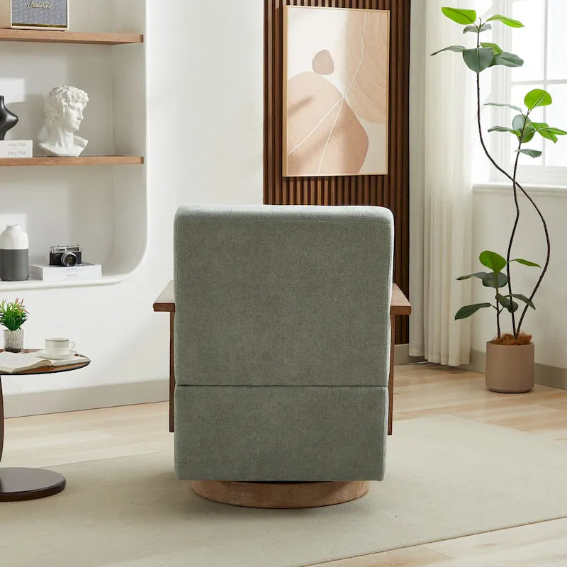 Hellgrüner gepolsterter Akzentsessel aus Leinenmischgewebe mit Drehfunktion
