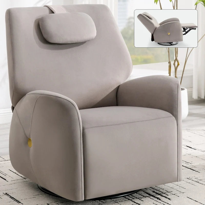 Elektrischer Relaxsessel mit Drehfunktion, Wippfunktion, Lordosenstütze und USB-Ladeanschlüssen