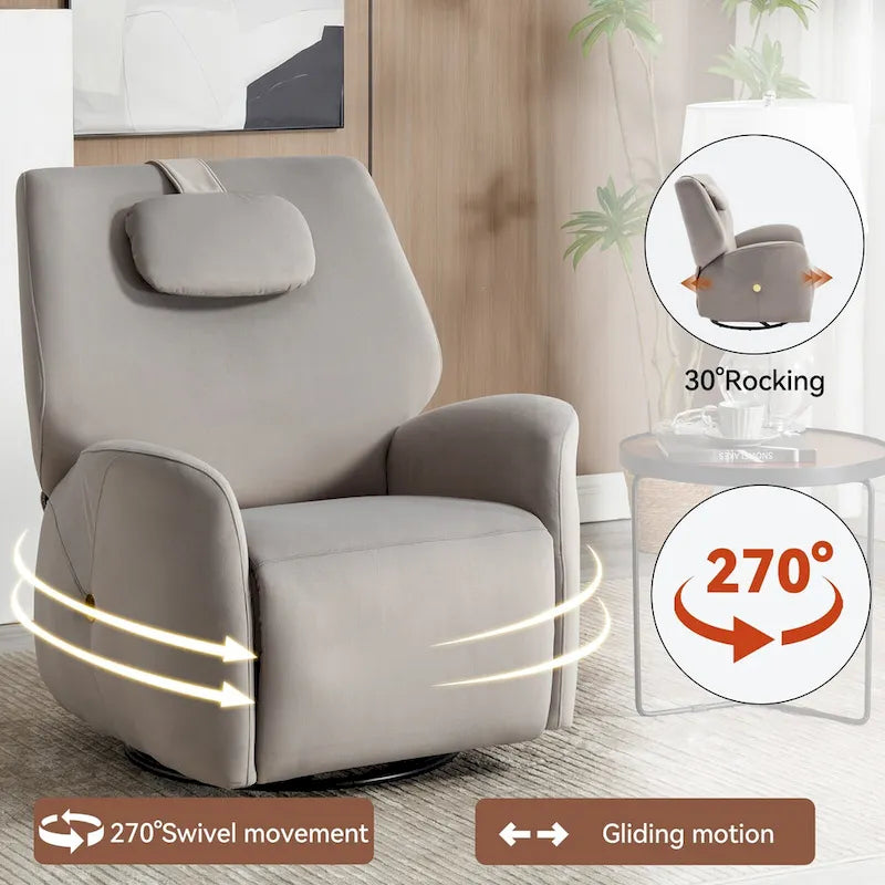 Elektrischer Relaxsessel mit Drehfunktion, Wippfunktion, Lordosenstütze und USB-Ladeanschlüssen
