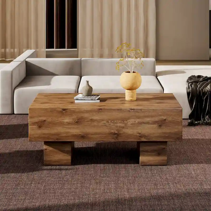 MDF Coffee Table with Walnut Texture Finish
