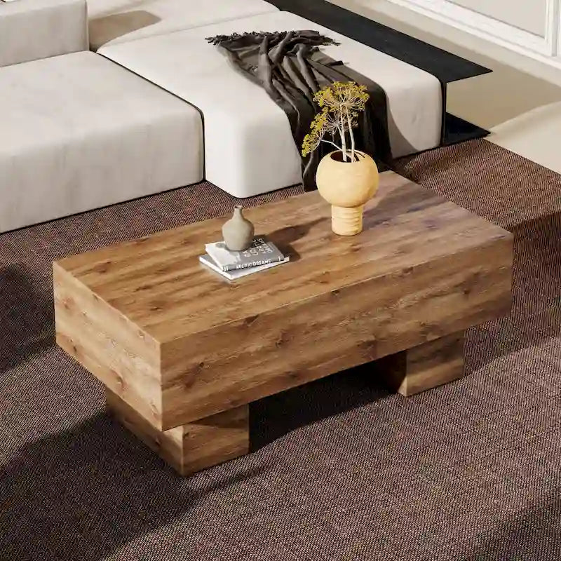 MDF Coffee Table with Walnut Texture Finish
