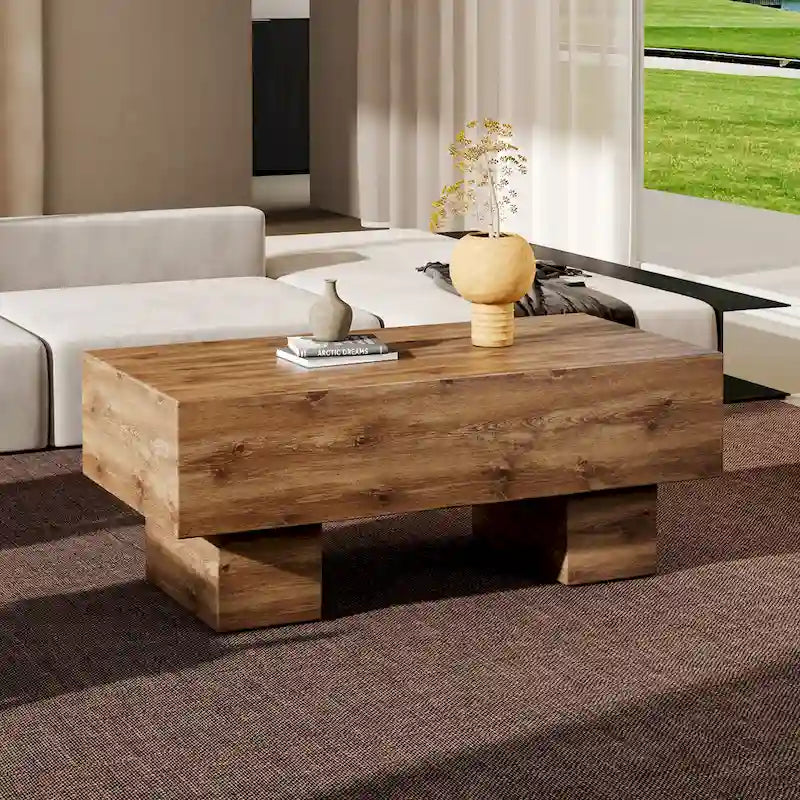 MDF Coffee Table with Walnut Texture Finish