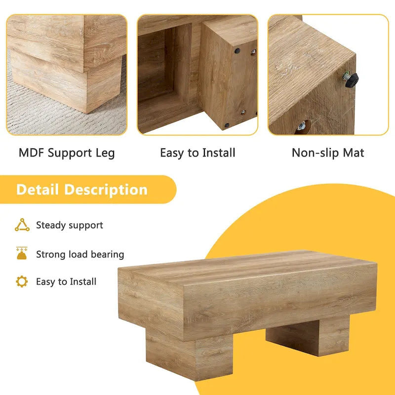 MDF Coffee Table with Walnut Texture Finish