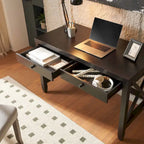Scrivania per home office con due cassetti e struttura delle gambe con rinforzo a X