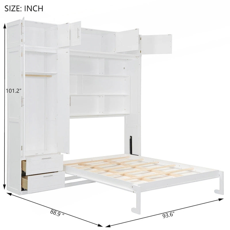 Cama rebatível Queen com arrumação integrada