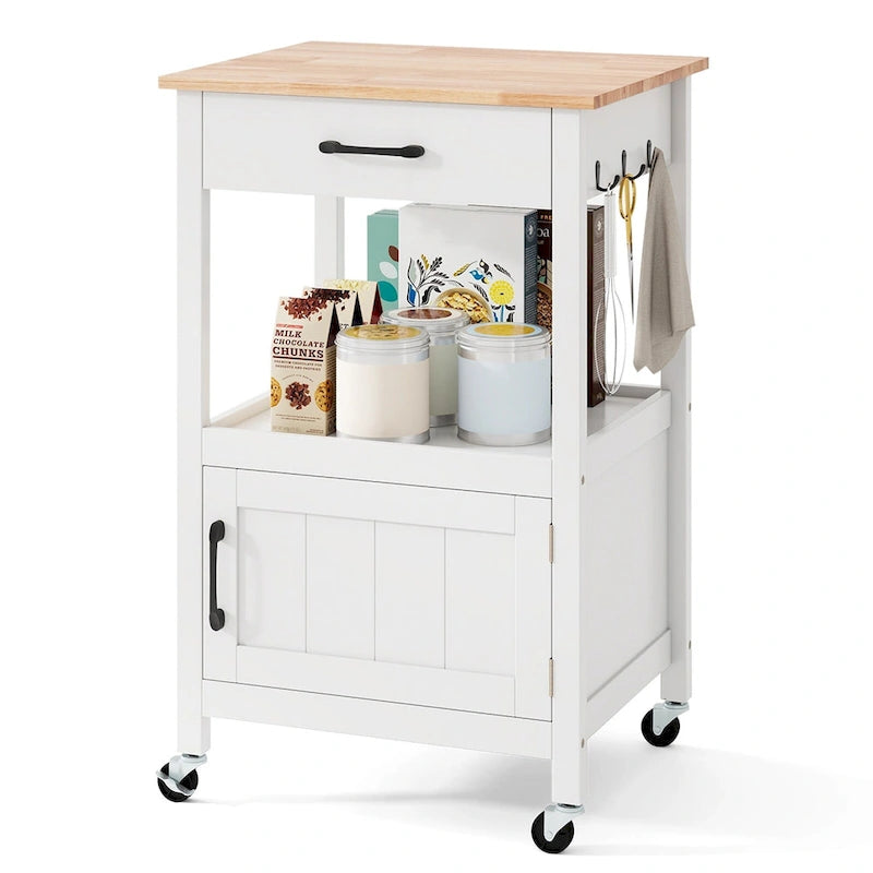 Small Kitchen Island on Wheels with Barn Door Cabinet