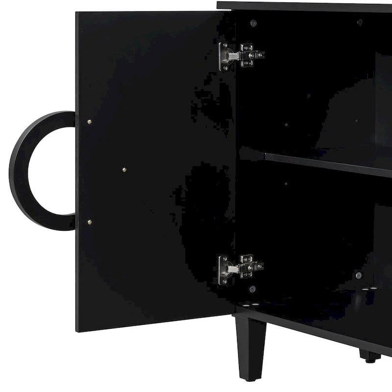 58.9" 4-Door Console Cabinet with Round Ring Handles and 5-Leg Base