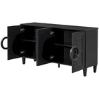 58.9" 4-Door Console Cabinet with Round Ring Handles and 5-Leg Base