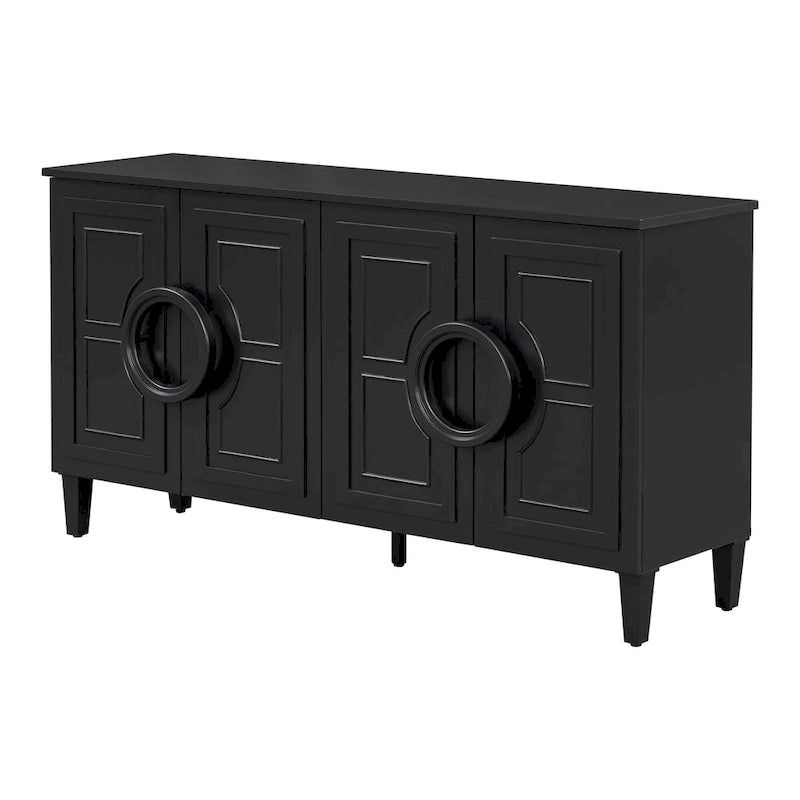 58.9" 4-Door Console Cabinet with Round Ring Handles and 5-Leg Base