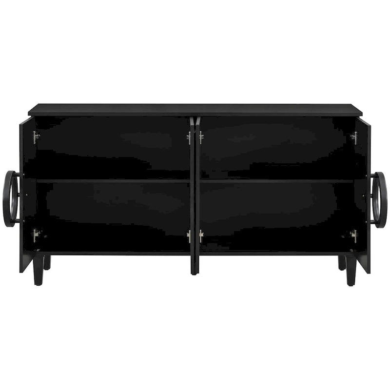 58.9" 4-Door Console Cabinet with Round Ring Handles and 5-Leg Base
