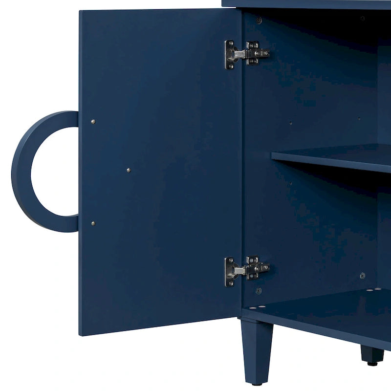 58.9" 4-Door Console Cabinet with Round Ring Handles and 5-Leg Base