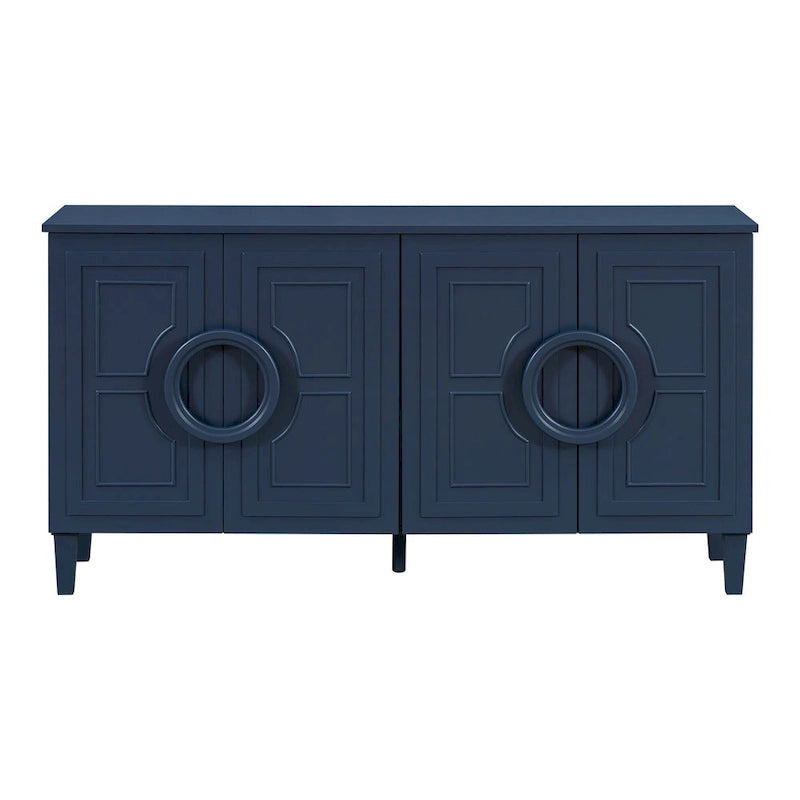 58.9" 4-Door Console Cabinet with Round Ring Handles and 5-Leg Base