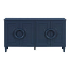 58.9" 4-Door Console Cabinet with Round Ring Handles and 5-Leg Base