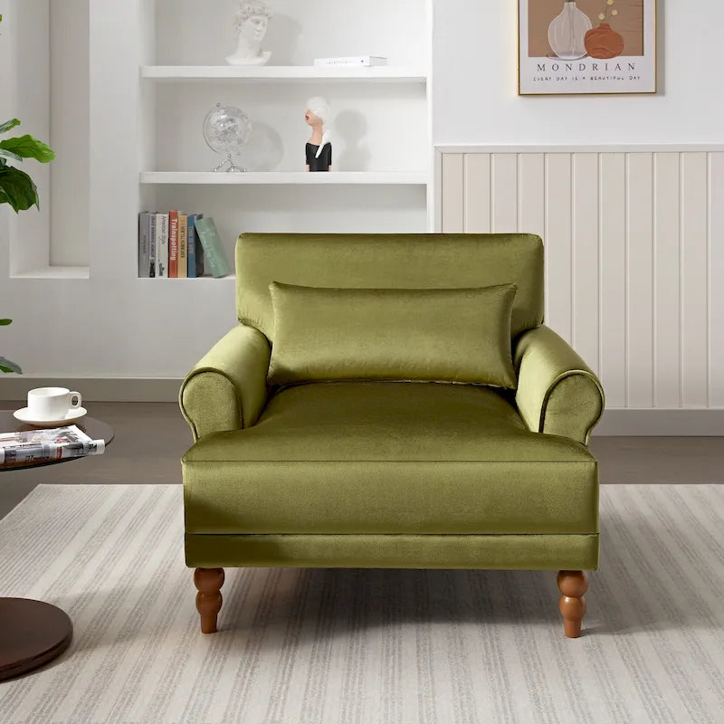 37.8" sametové křeslo s ergonomickou bederní opěrkou a nohami ve stylu římských sloupů