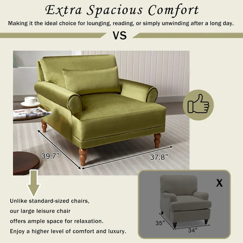 37.8" sametové křeslo s ergonomickou bederní opěrkou a nohami ve stylu římských sloupů