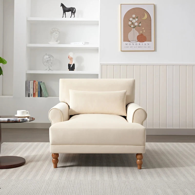 37.8" sametové křeslo s ergonomickou bederní opěrkou a nohami ve stylu římských sloupů