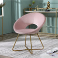 28" Velvet Upholstered Accent Chair with Gold-Tone Metal Sled Base