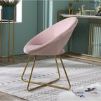 28" Velvet Upholstered Accent Chair with Gold-Tone Metal Sled Base
