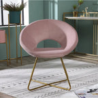 28" Velvet Upholstered Accent Chair with Gold-Tone Metal Sled Base