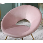 28" Velvet Upholstered Accent Chair with Gold-Tone Metal Sled Base