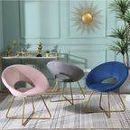 28" Velvet Upholstered Accent Chair with Gold-Tone Metal Sled Base