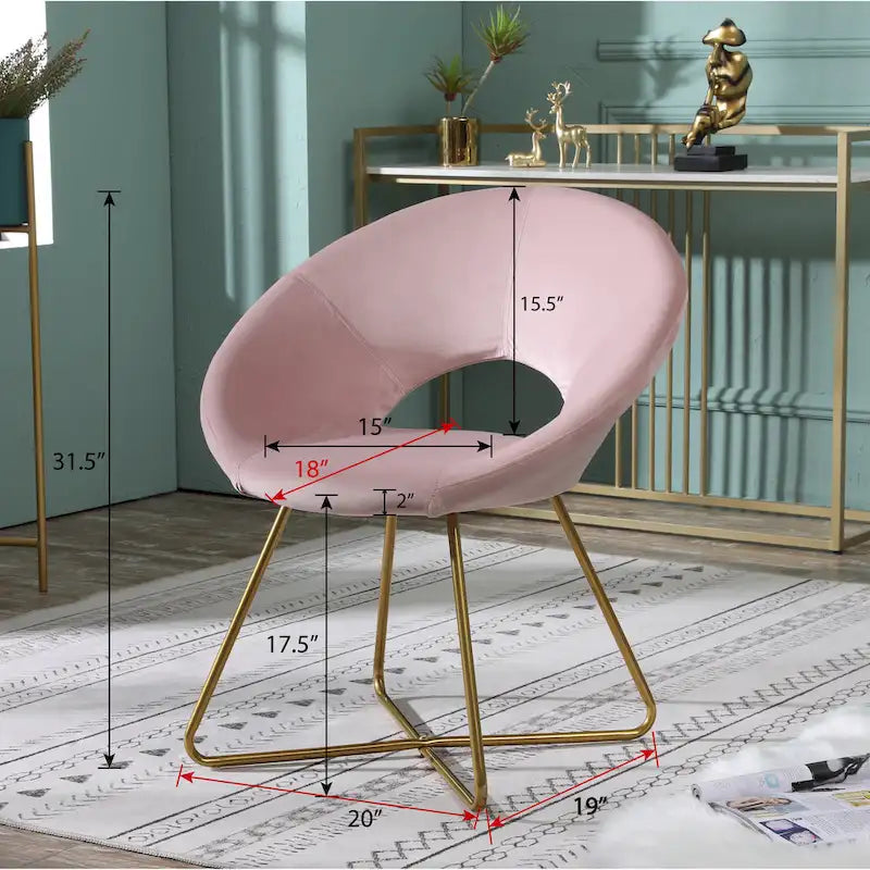 28" Velvet Upholstered Accent Chair with Gold-Tone Metal Sled Base