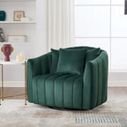 Poltroncina decorativa oversize a botte girevole a 360° con 3 cuscini - poltrona club in velluto capitonné