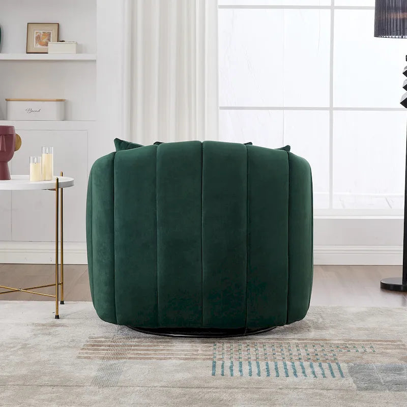 Poltroncina decorativa oversize a botte girevole a 360° con 3 cuscini - poltrona club in velluto capitonné