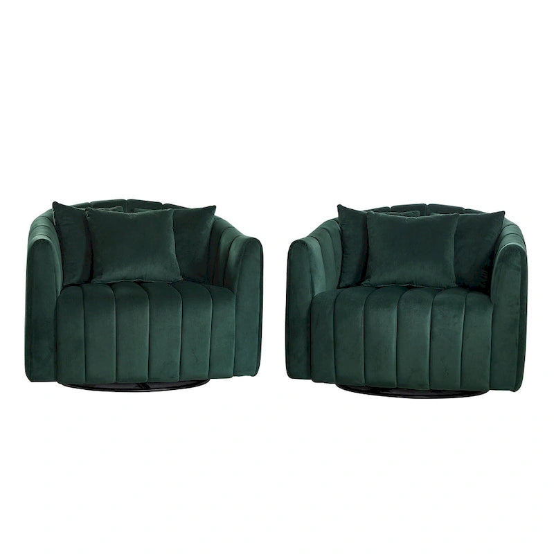 Poltroncina decorativa oversize a botte girevole a 360° con 3 cuscini - poltrona club in velluto capitonné