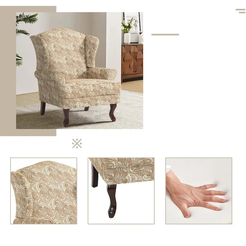 Poltroncina decorativa imbottita con schienale avvolgente in stile moderno di metà secolo