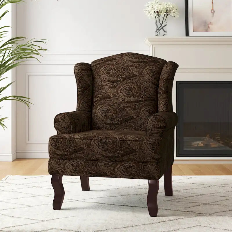 Poltroncina decorativa imbottita con schienale avvolgente in stile moderno di metà secolo