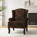 Poltroncina decorativa imbottita con schienale avvolgente in stile moderno di metà secolo