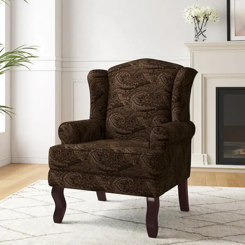 Poltroncina decorativa imbottita con schienale avvolgente in stile moderno di metà secolo