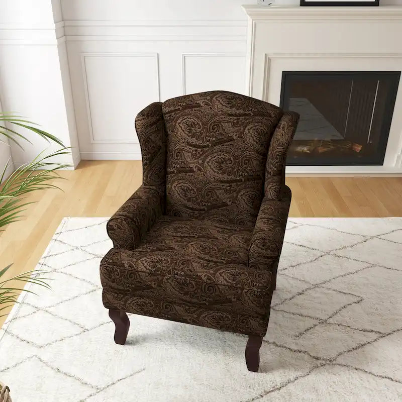 Poltroncina decorativa imbottita con schienale avvolgente in stile moderno di metà secolo