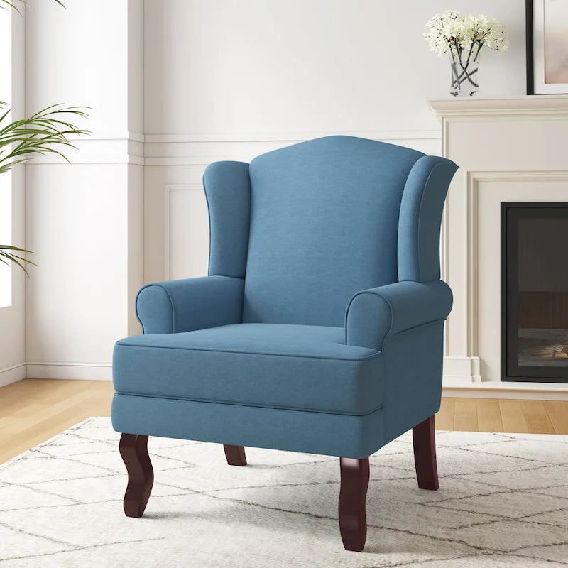 Poltroncina decorativa imbottita con schienale avvolgente in stile moderno di metà secolo