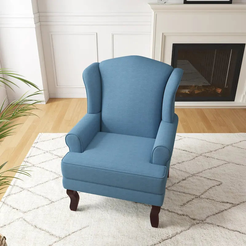 Poltroncina decorativa imbottita con schienale avvolgente in stile moderno di metà secolo
