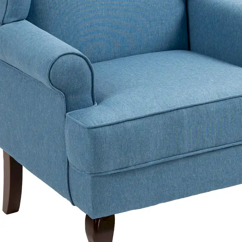 Poltroncina decorativa imbottita con schienale avvolgente in stile moderno di metà secolo