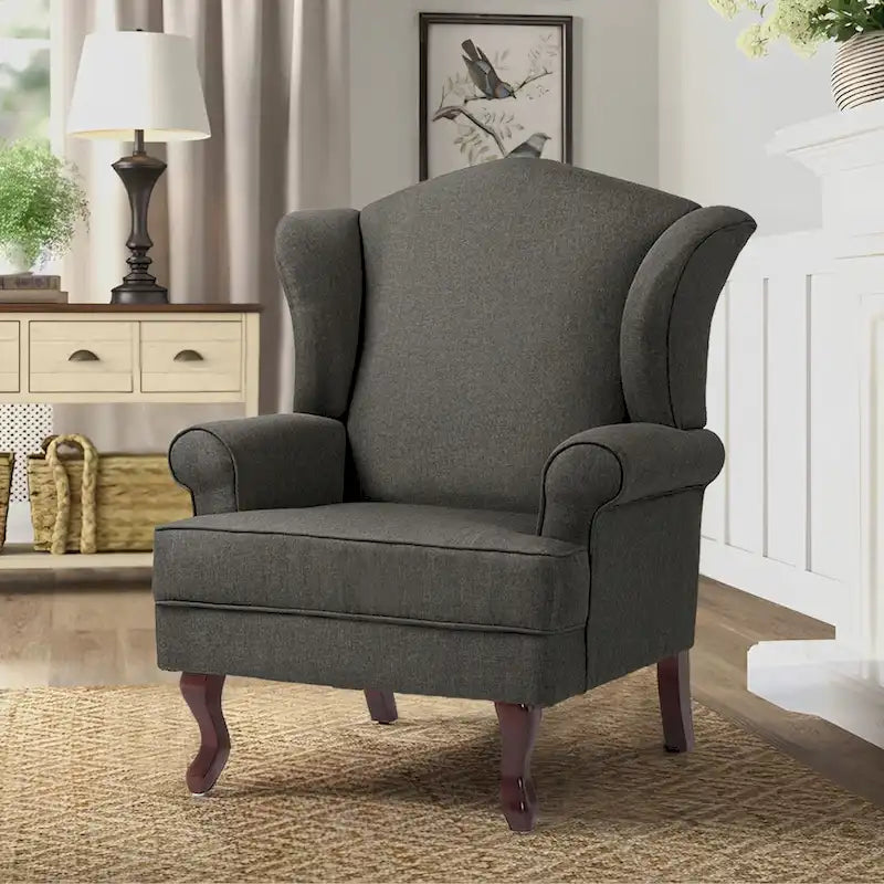 Poltroncina decorativa imbottita con schienale avvolgente in stile moderno di metà secolo