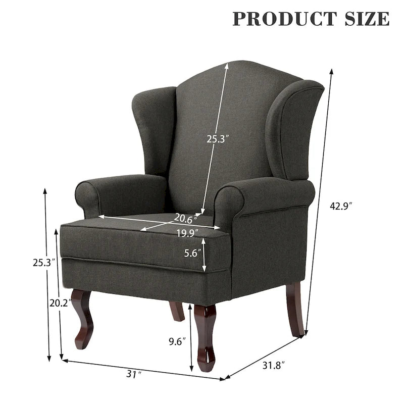 Poltroncina decorativa imbottita con schienale avvolgente in stile moderno di metà secolo