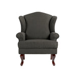 Poltroncina decorativa imbottita con schienale avvolgente in stile moderno di metà secolo