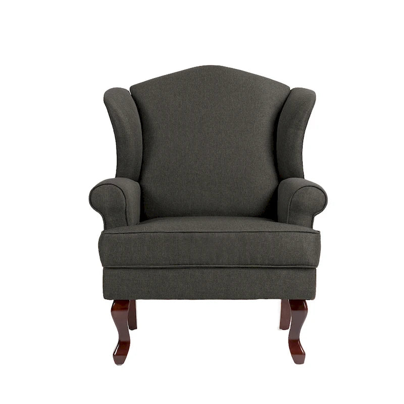 Poltroncina decorativa imbottita con schienale avvolgente in stile moderno di metà secolo