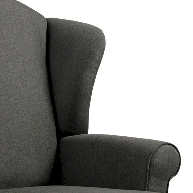 Poltroncina decorativa imbottita con schienale avvolgente in stile moderno di metà secolo