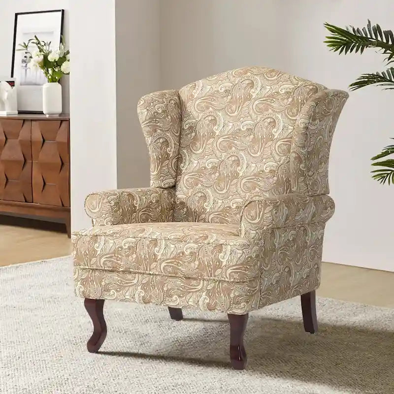 Poltroncina decorativa imbottita con schienale avvolgente in stile moderno di metà secolo