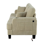 61-Zoll-Zweisitzer-Sofa aus Cord mit 2 Kissen und Getränkehaltern