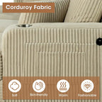 61-Zoll-Zweisitzer-Sofa aus Cord mit 2 Kissen und Getränkehaltern