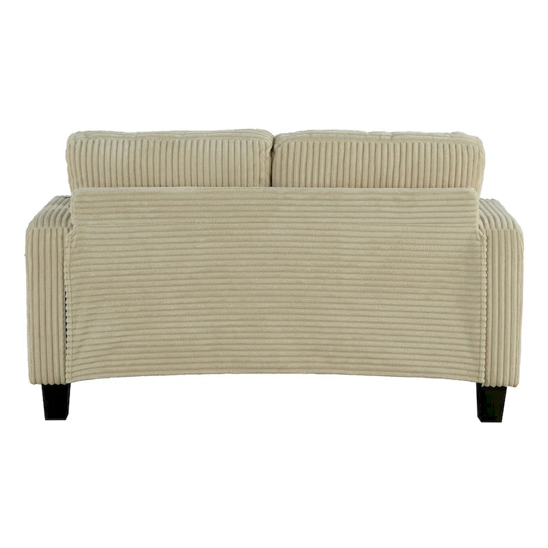 61-Zoll-Zweisitzer-Sofa aus Cord mit 2 Kissen und Getränkehaltern