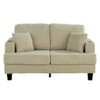 61-Zoll-Zweisitzer-Sofa aus Cord mit 2 Kissen und Getränkehaltern